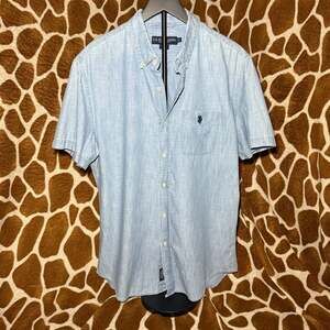 U.S. Polo Assn. Men's Short Sleeve 100% Cotton Chambray Button Down Shirt